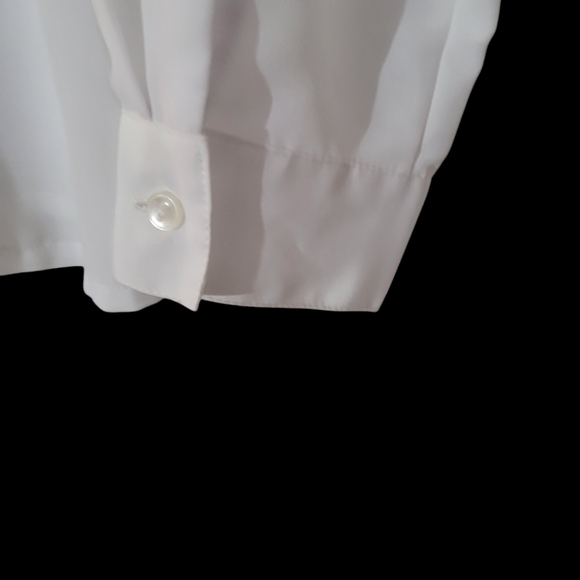 Elizabeth Williams Sz Lg White Long Sleeved Button Down Blouse - Picture 4 of 8